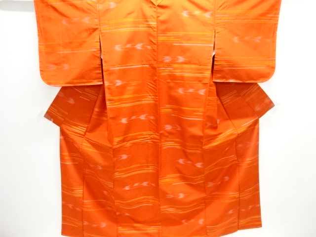 変わり横段に絣柄織り出し米沢紬着物アンサンブル